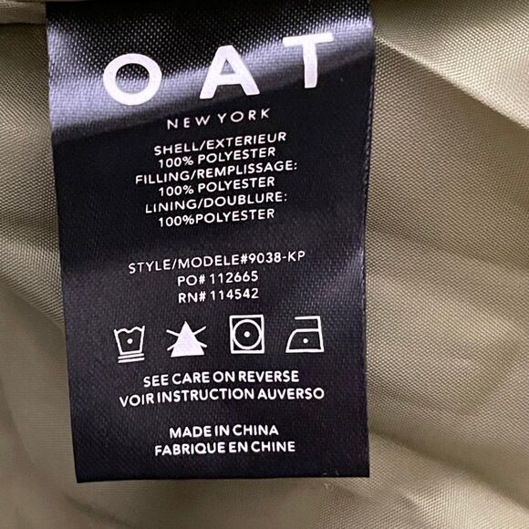 OAT New York Olive Green Quilted Satin Jacket, NWT! Size XL - Picture 10 of 11